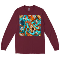 Burgundy coffee and barista gnomes with glitter seamless pattern bbs Long Sleeve Tee - BundleAndBundleShop