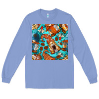 Colony Blue coffee and barista gnomes with glitter seamless pattern bbs Long Sleeve Tee - BundleAndBundleShop