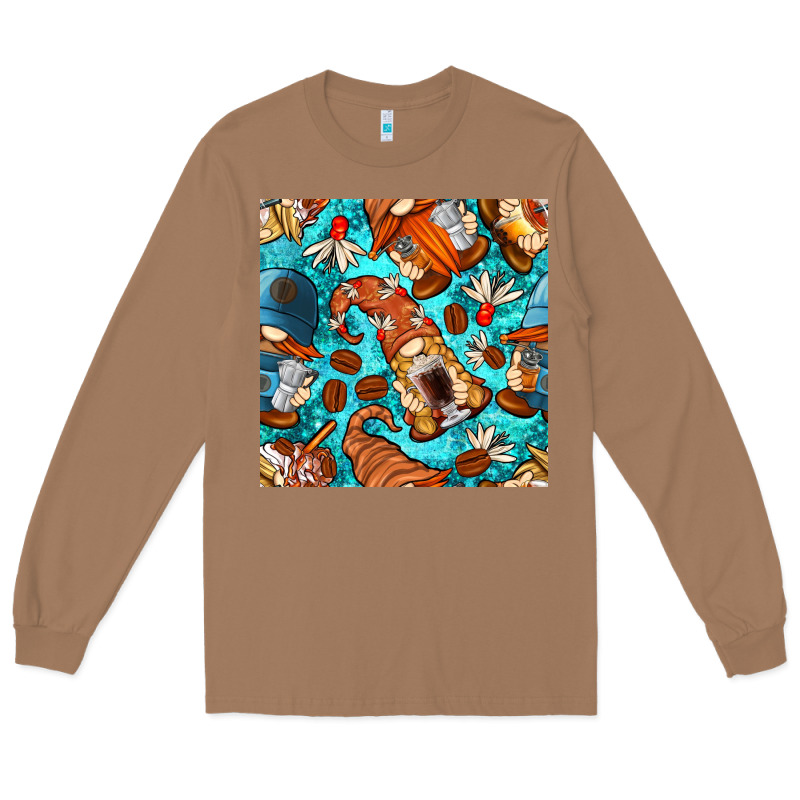 Coffee And Barista Gnomes With Glitter Seamless Pattern Bbs Long Sleeve Tee by BundleAndBundleShop | Teevron