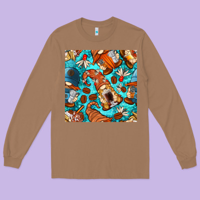 Coffee And Barista Gnomes With Glitter Seamless Pattern Bbs Long Sleeve Tee Designed By Bundleandbundleshop