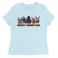 Baby Blue merry christmas gnomies Ladies Tee - CowGirlArtShop