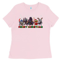 Bubblegum Pink merry christmas gnomies Ladies Tee - CowGirlArtShop