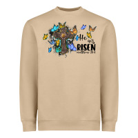 Mushroom he is risen matthew 28 6 cross with butterflies cowhide background Heavyweight Sweatshirt - BarkalooDesign