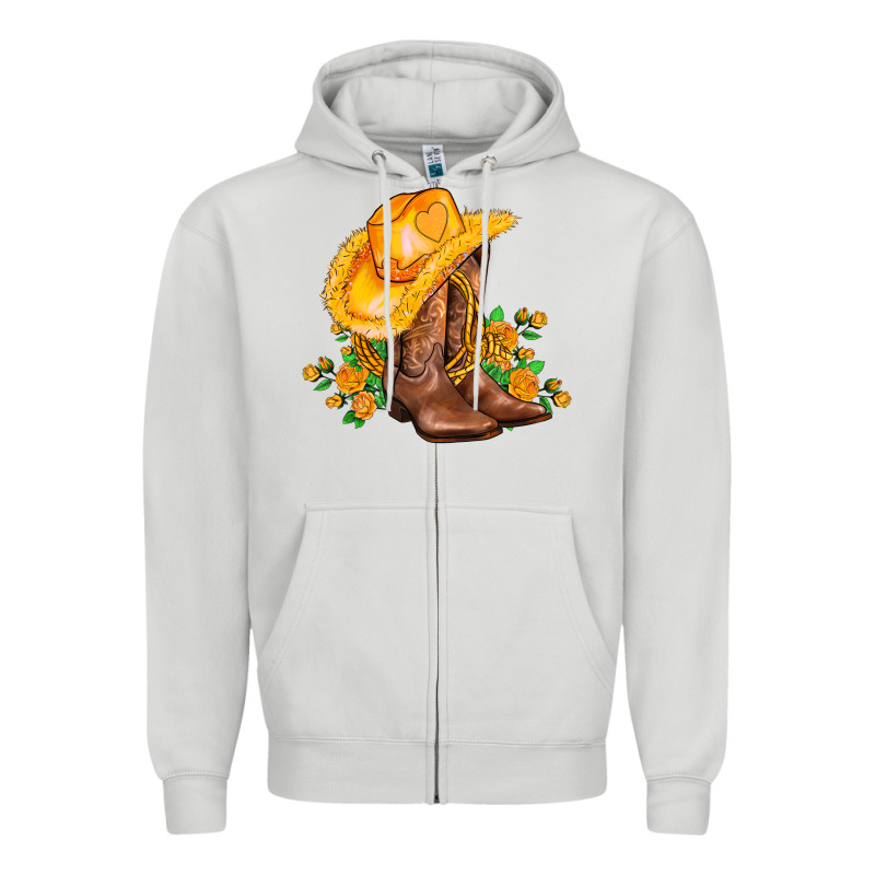 Yellow  Cowgirl And Roses Zipper Hoodie by AdoDesignShop | Teevron