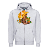 Heather Grey yellow  cowgirl and roses Zipper Hoodie - AdoDesignShop