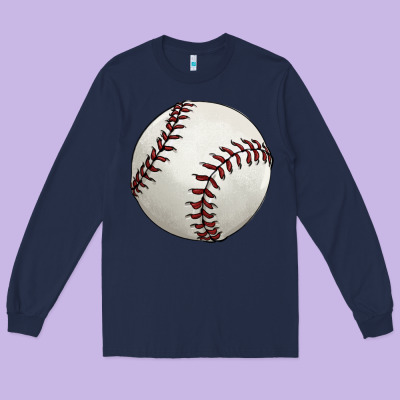 Baseball Ball Long Sleeve Tee Designed By Fadigitalartstudio