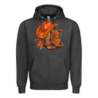 Charcoal Heather orange  cowgirl  and roses Zipper Hoodie - AdoDesignShop
