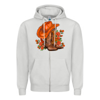 Dove Grey orange  cowgirl  and roses Zipper Hoodie - AdoDesignShop