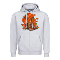 Heather Grey orange  cowgirl  and roses Zipper Hoodie - AdoDesignShop
