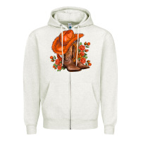 Orange  Cowgirl  And Roses Zipper Hoodie | Teevron