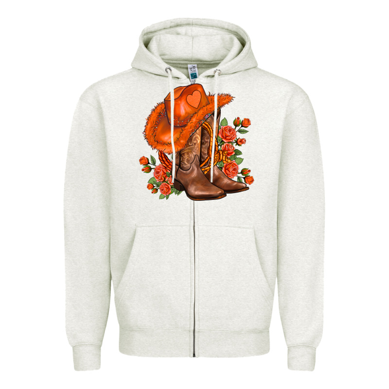 Orange  Cowgirl  And Roses Zipper Hoodie by AdoDesignShop | Teevron
