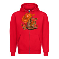 Red orange  cowgirl  and roses Zipper Hoodie - AdoDesignShop