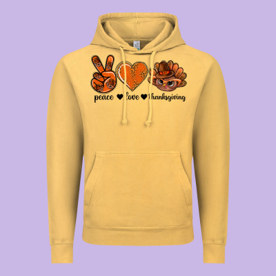 Peace Love Thanksgiving Bbs Vintage Hoodie Designed By Bundleandbundleshop