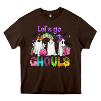 Chocolate Brown Let's go ghouls Heavy Core Tee - NancyCooperArtShop