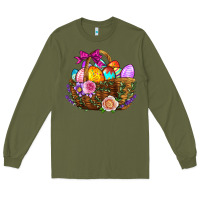 Army Green Easter Eggs Hamper Long Sleeve Tee - BundleAndBundleShop