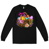 Black Easter Eggs Hamper Long Sleeve Tee - BundleAndBundleShop