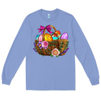 Colony Blue Easter Eggs Hamper Long Sleeve Tee - BundleAndBundleShop