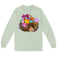 Matcha Easter Eggs Hamper Long Sleeve Tee - BundleAndBundleShop