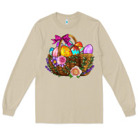 Mushroom Easter Eggs Hamper Long Sleeve Tee - BundleAndBundleShop