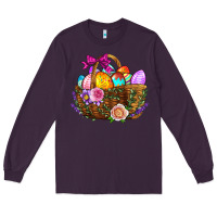 Plum Easter Eggs Hamper Long Sleeve Tee - BundleAndBundleShop