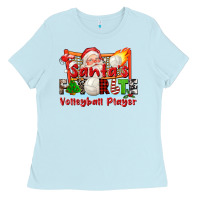 Baby Blue santas favorite volleyball player Ladies Tee - CowGirlArtShop