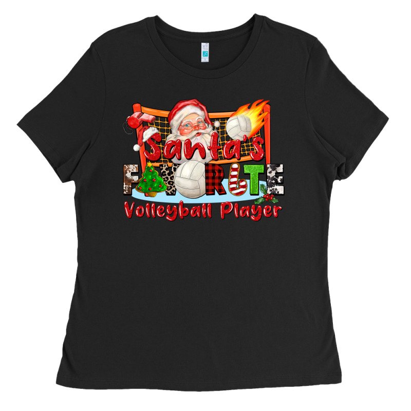 Santas Favorite Volleyball Player Ladies Tee by CowGirlArtShop | Teevron