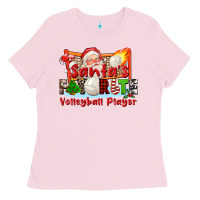 Bubblegum Pink santas favorite volleyball player Ladies Tee - CowGirlArtShop