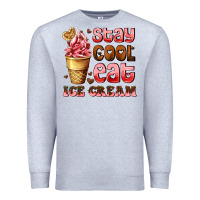 Heather Grey stay cool eat ice cream Premium Sweatshirt - AdoDesignShop