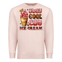 Pale Pink stay cool eat ice cream Premium Sweatshirt - AdoDesignShop
