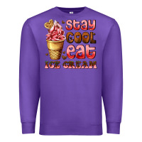 Purple stay cool eat ice cream Premium Sweatshirt - AdoDesignShop
