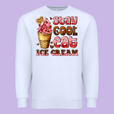 Stay Cool Eat Ice Cream Premium Sweatshirt Designed By Adodesignshop