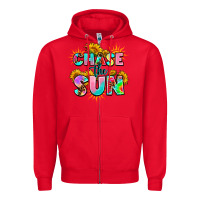 Red chase the sun Zipper Hoodie - AdoDesignShop