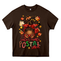 Chocolate Brown santas favorite postal worker afro messy bun Heavy Core Tee - texasbilliewilder