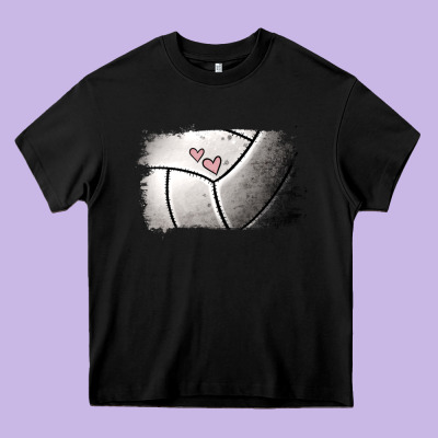 Volleyball Brushstroke Heavy Core Tee Designed By Ranaportraitstore