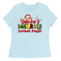 Baby Blue santas favorite softball player Ladies Tee - CowGirlArtShop