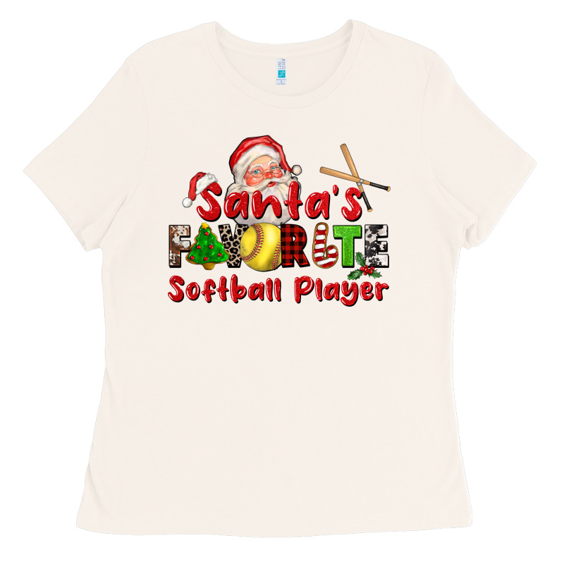 Santas Favorite Softball Player Ladies Tee by CowGirlArtShop | Teevron