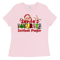 Bubblegum Pink santas favorite softball player Ladies Tee - CowGirlArtShop