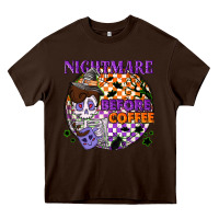 Chocolate Brown Nightmare before the coffee halloween Heavy Core Tee - NancyCooperArtShop
