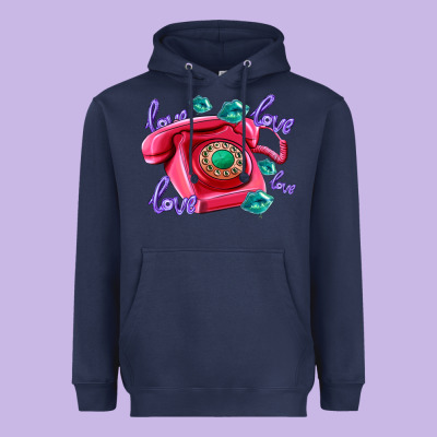 Love Balloons And Pink Valentines Telephone Heavyweight Hoodie Designed By Adodesignshop