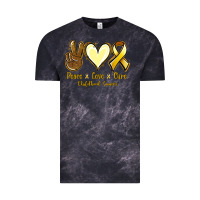 Cloud Black Peace Love Cure Childhood Cancer Vintage Tee - Jasminsmagicworld