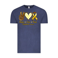 Vintage Denim Peace Love Cure Childhood Cancer Vintage Tee - Jasminsmagicworld