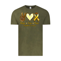 Vintage Olive Peace Love Cure Childhood Cancer Vintage Tee - Jasminsmagicworld