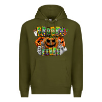 Army Green Spooky Vibes Premium Hoodie - CowhideDigitalArt