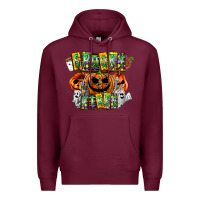 Burgundy Spooky Vibes Premium Hoodie - CowhideDigitalArt