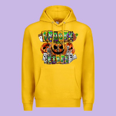 Spooky Vibes Premium Hoodie Designed By Cowhidedigitalart