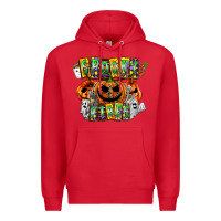 Red Spooky Vibes Premium Hoodie - CowhideDigitalArt