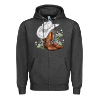 Charcoal Heather white  cowgirl  and roses Zipper Hoodie - AdoDesignShop