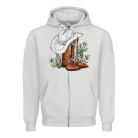 Dove Grey white  cowgirl  and roses Zipper Hoodie - AdoDesignShop