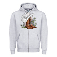 Heather Grey white  cowgirl  and roses Zipper Hoodie - AdoDesignShop