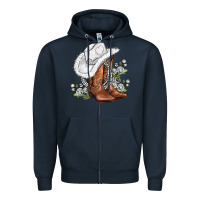 Navy white  cowgirl  and roses Zipper Hoodie - AdoDesignShop